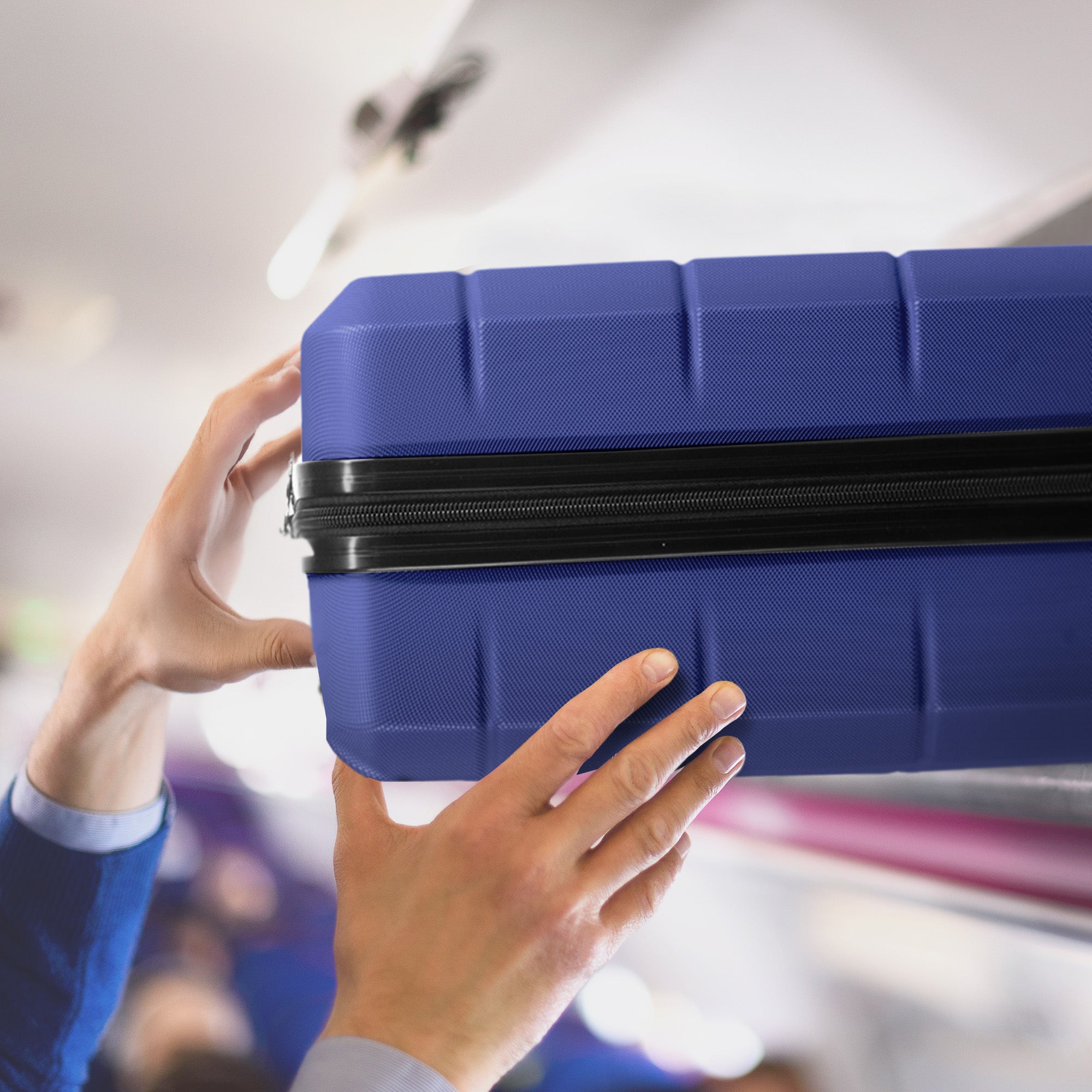 LUGG - Jetset 40cm Suitcase - 40x25x20cm- Ryanair Compatible - Underseat Size - Hard Shell ABS - Spinner & Removable Wheels - Lightweight Travel Luggage- Midnight Blue