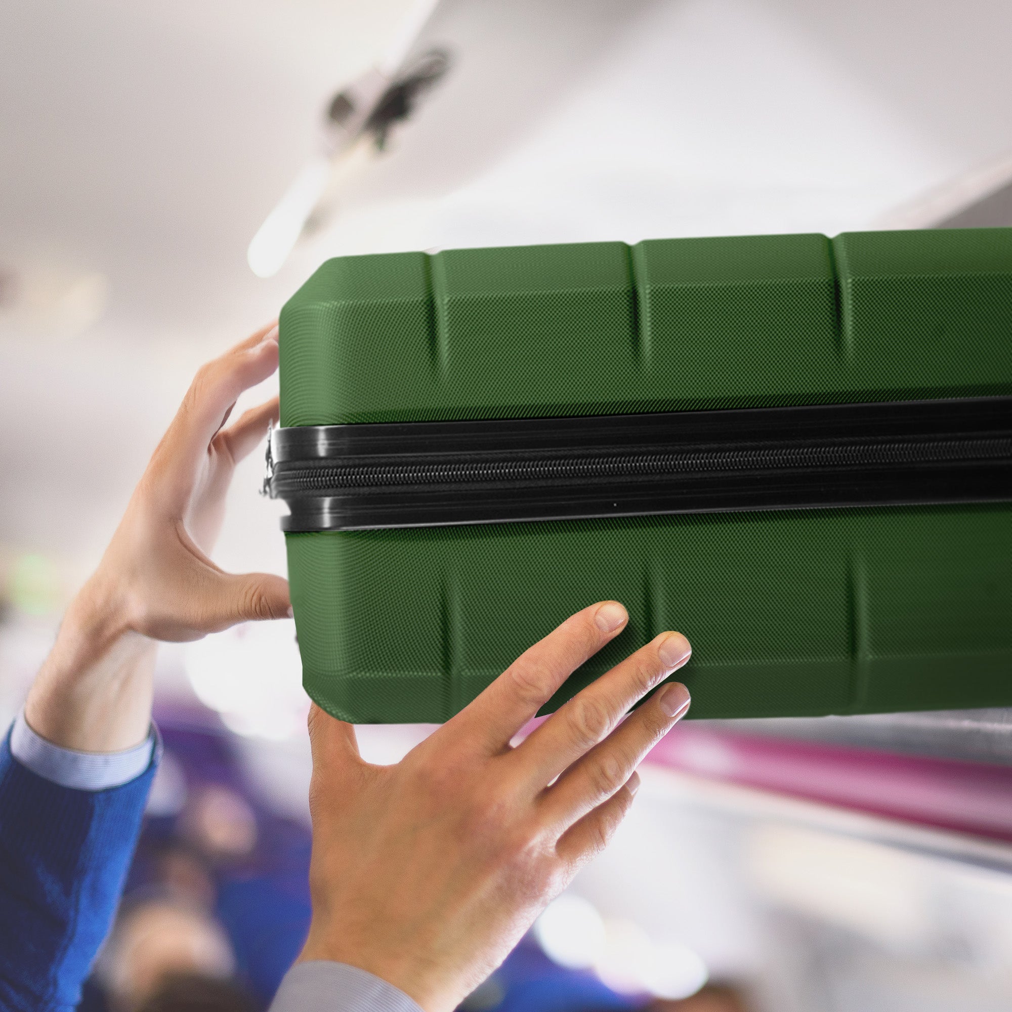 LUGG - Jetset 40cm Suitcase - 40x25x20cm- Ryanair Compatible - Underseat Size - Hard Shell ABS - Spinner & Removable Wheels - Lightweight Travel Luggage- Army Green