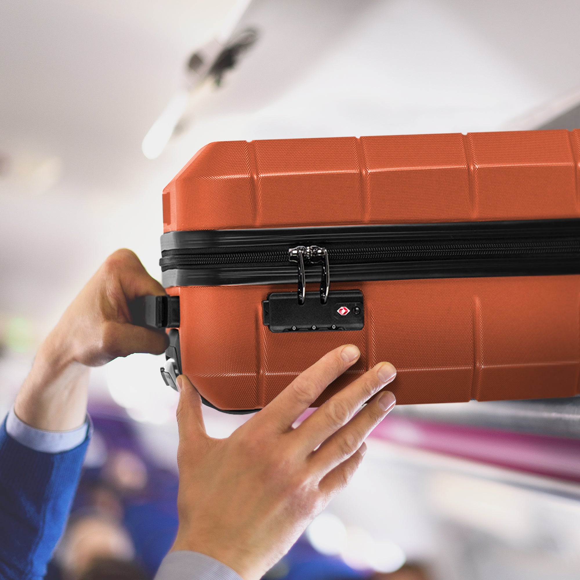 LUGG Jetset 15 Inch ABS Shell Protection Water Resistant & Safe Locking System Easyjet Free Under Seat Luggage (45x33x20cm) - Orange