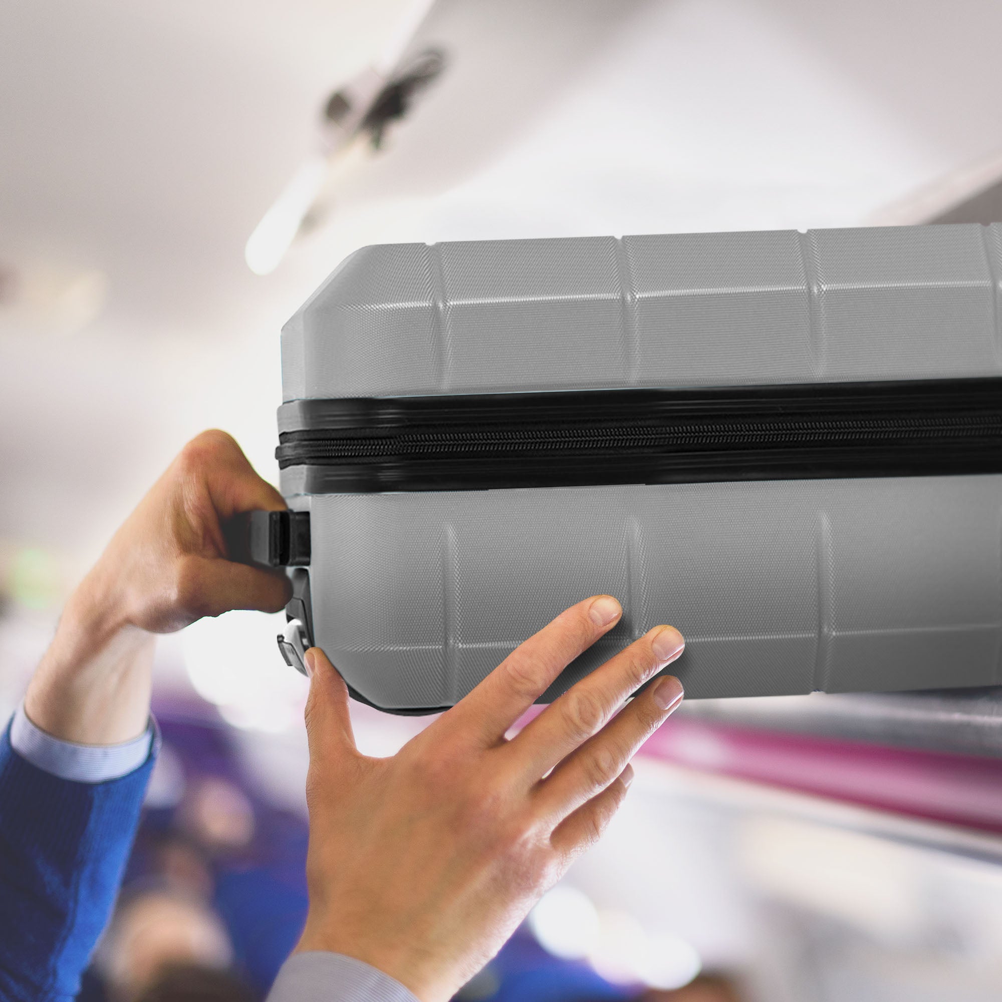 LUGG Jetset 15 Inch ABS Shell Protection Water Resistant & Safe Locking System Easyjet Free Under Seat Luggage (45x33x20cm) - Silver