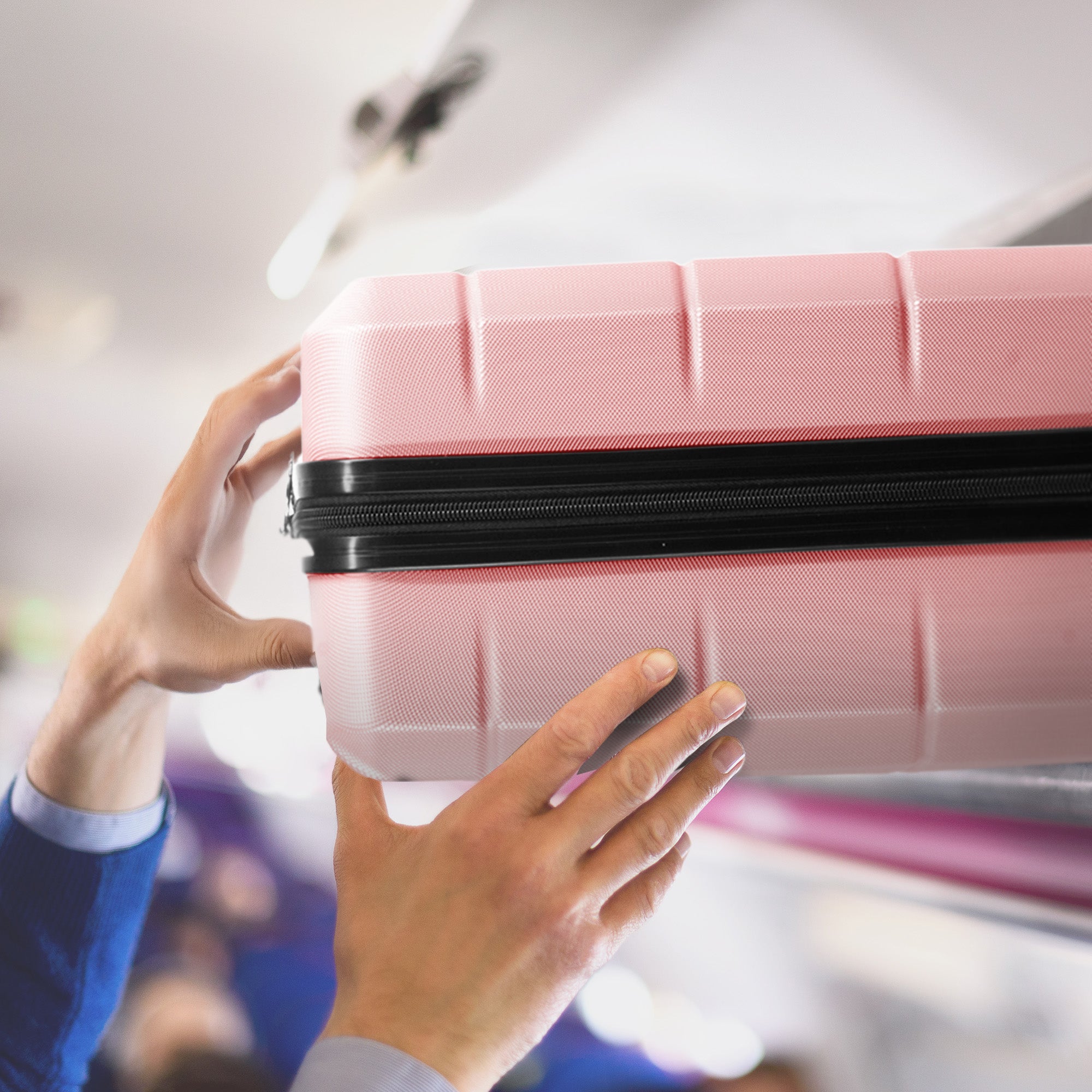 LUGG - Jetset 40cm Suitcase - 40x25x20cm- Ryanair Compatible - Underseat Size - Hard Shell ABS - Spinner & Removable Wheels - Lightweight Travel Luggage- Rose Gold