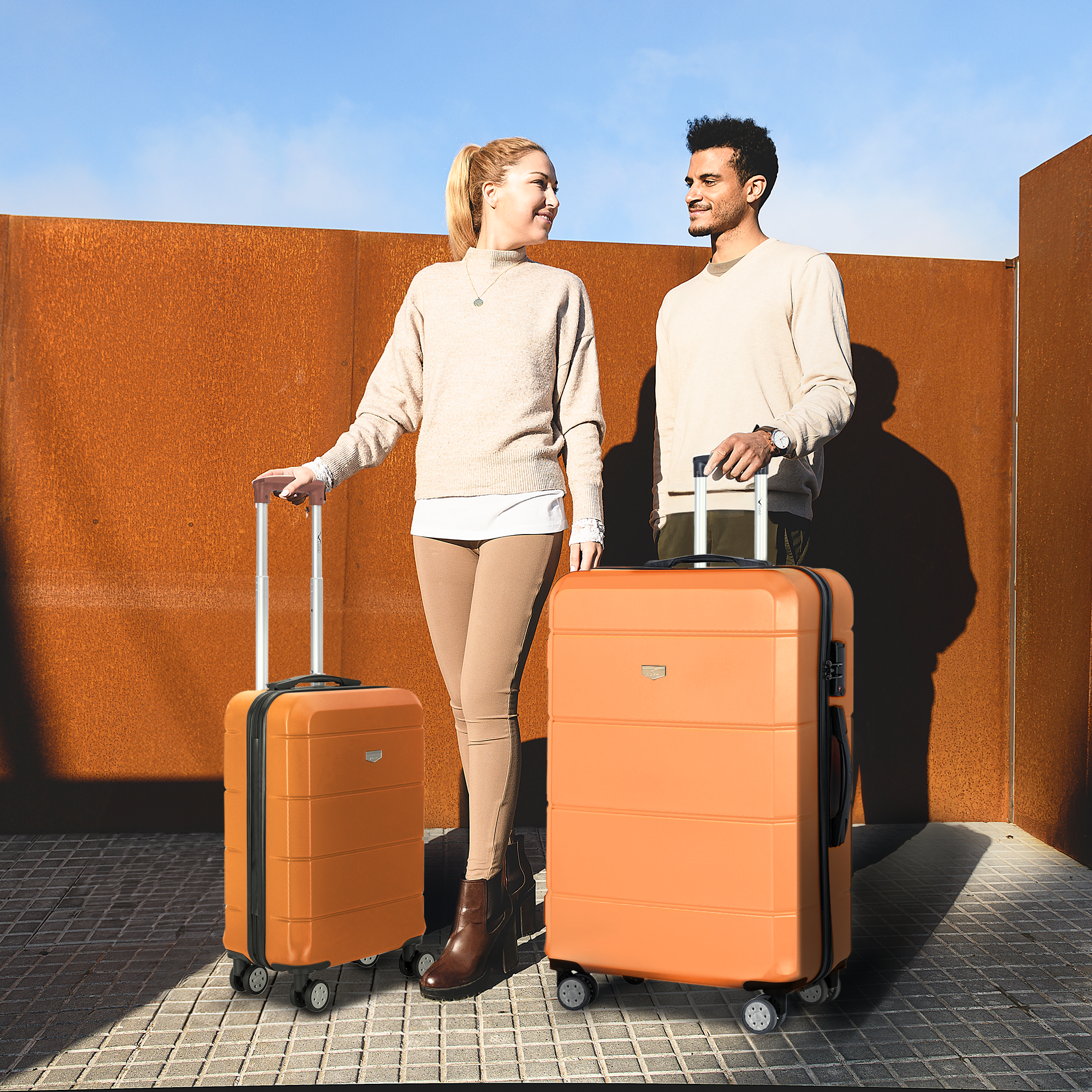 Jetset 3pc Suitcase Set in Orange - Orange Luggage Sets - UK