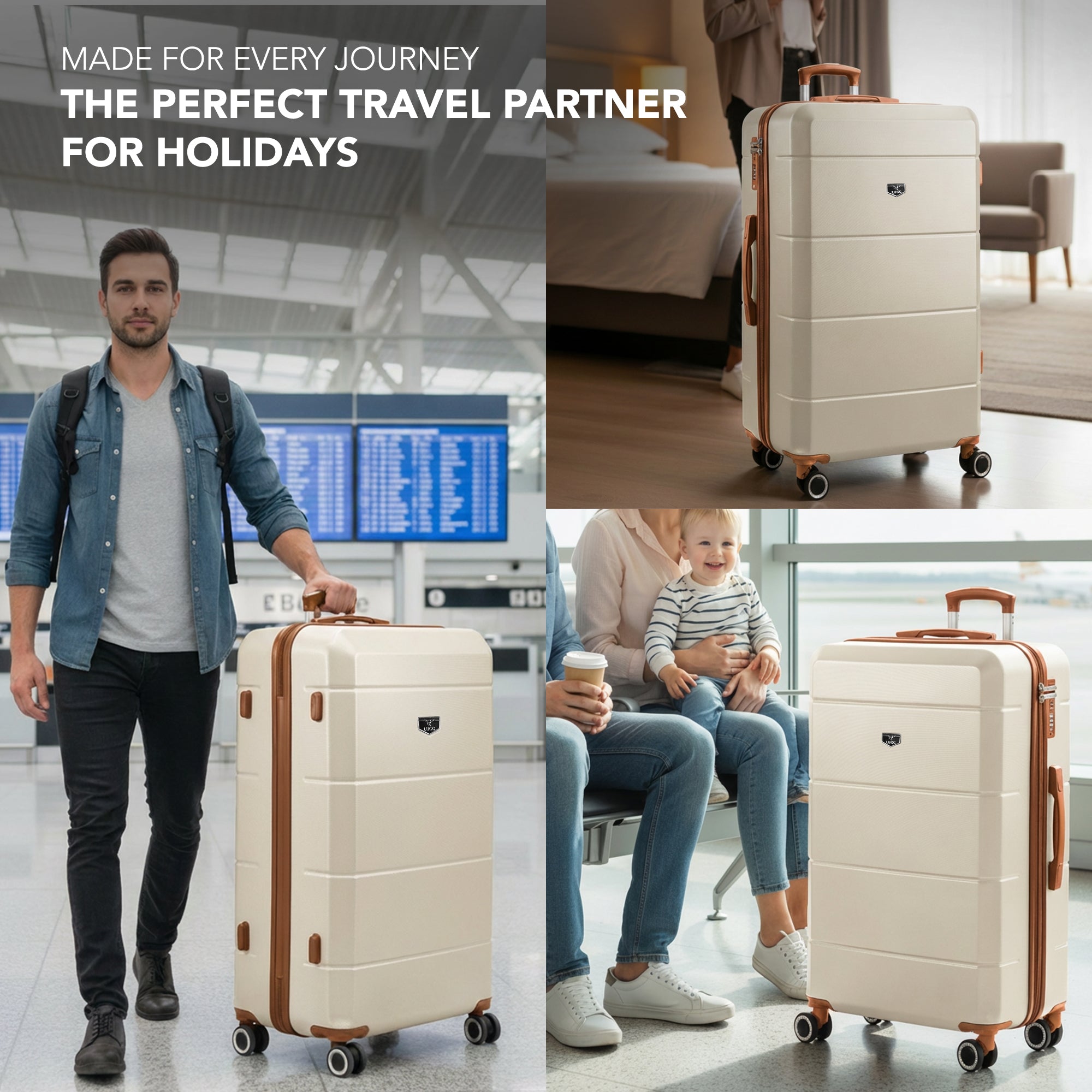 32" Jetset XL Suitcase - Cream & Brown