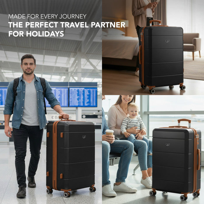 28" Jetset Large Suitcase - Black & Brown