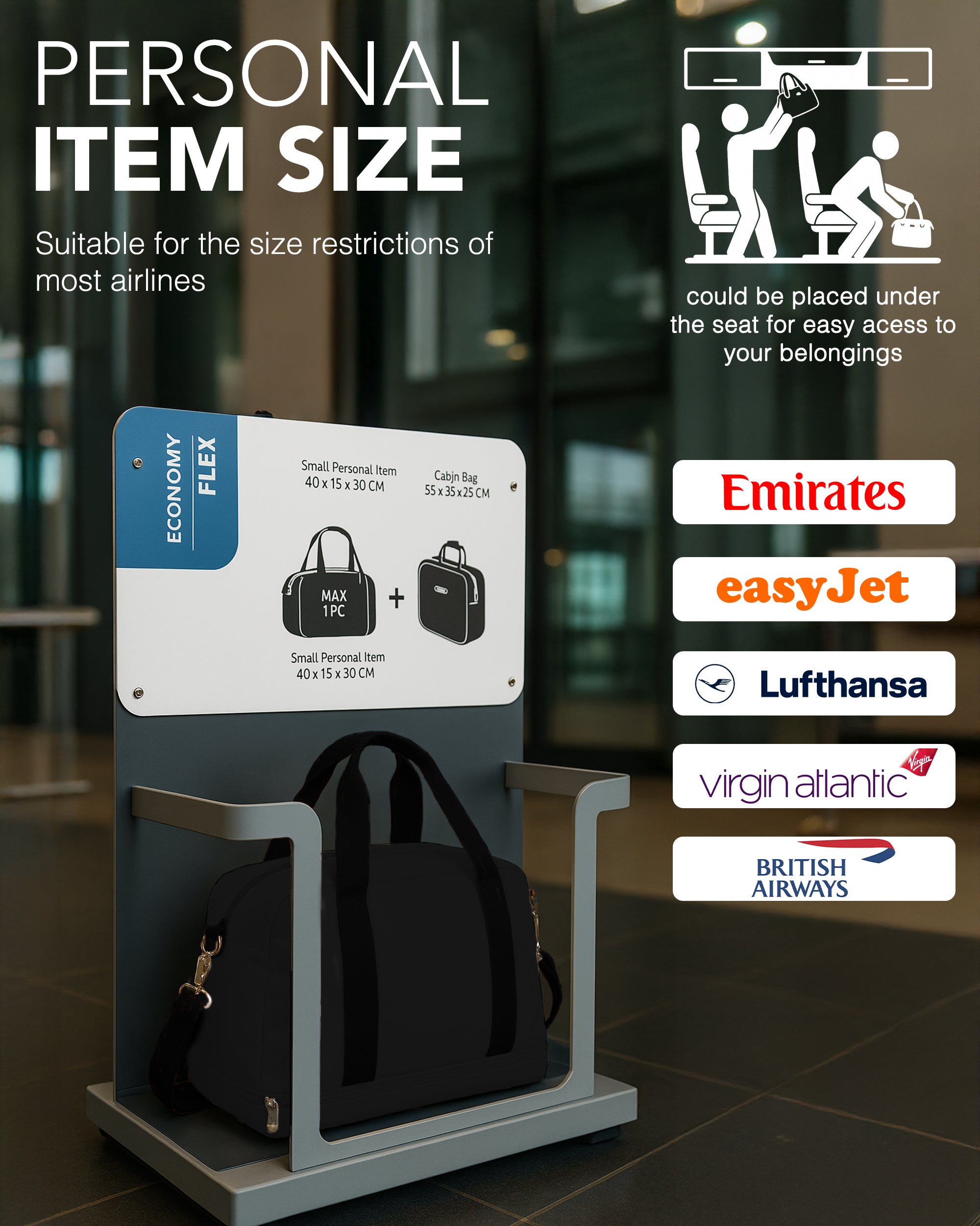 LUGG Duffle & Toiletry Bag Set – Waterproof Travel Bags for Men & Women - Black