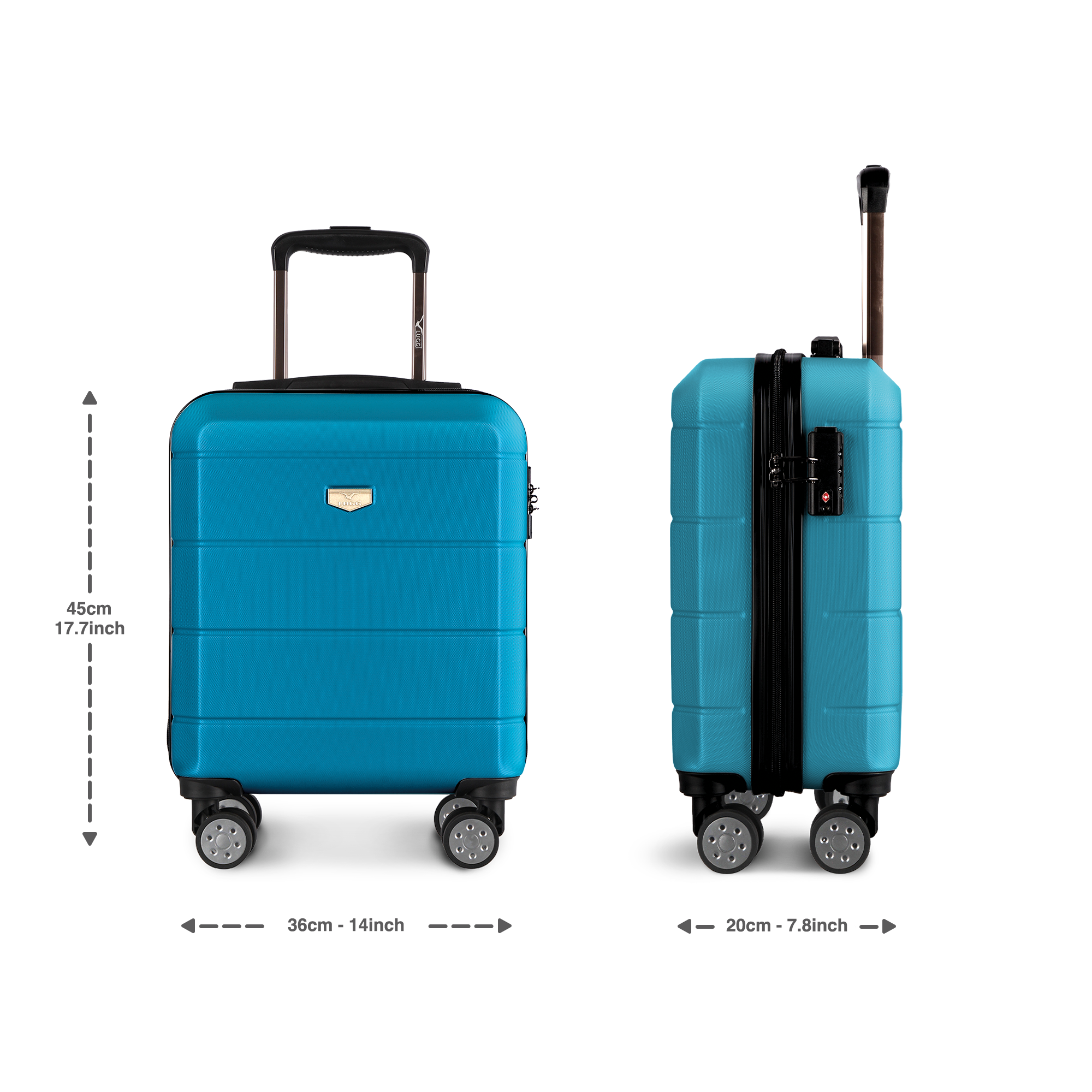 Chic 15-inch Teal Suitcase - Ideal for Your Next Adventure - UK