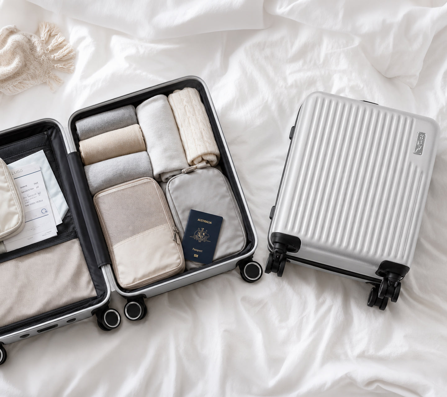 Traveller packing a suitcase to avoid seven common airport mistakes