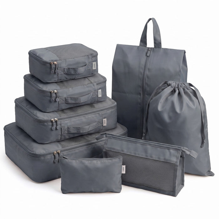 Packing Cubes 8piece Gunmetal Grey