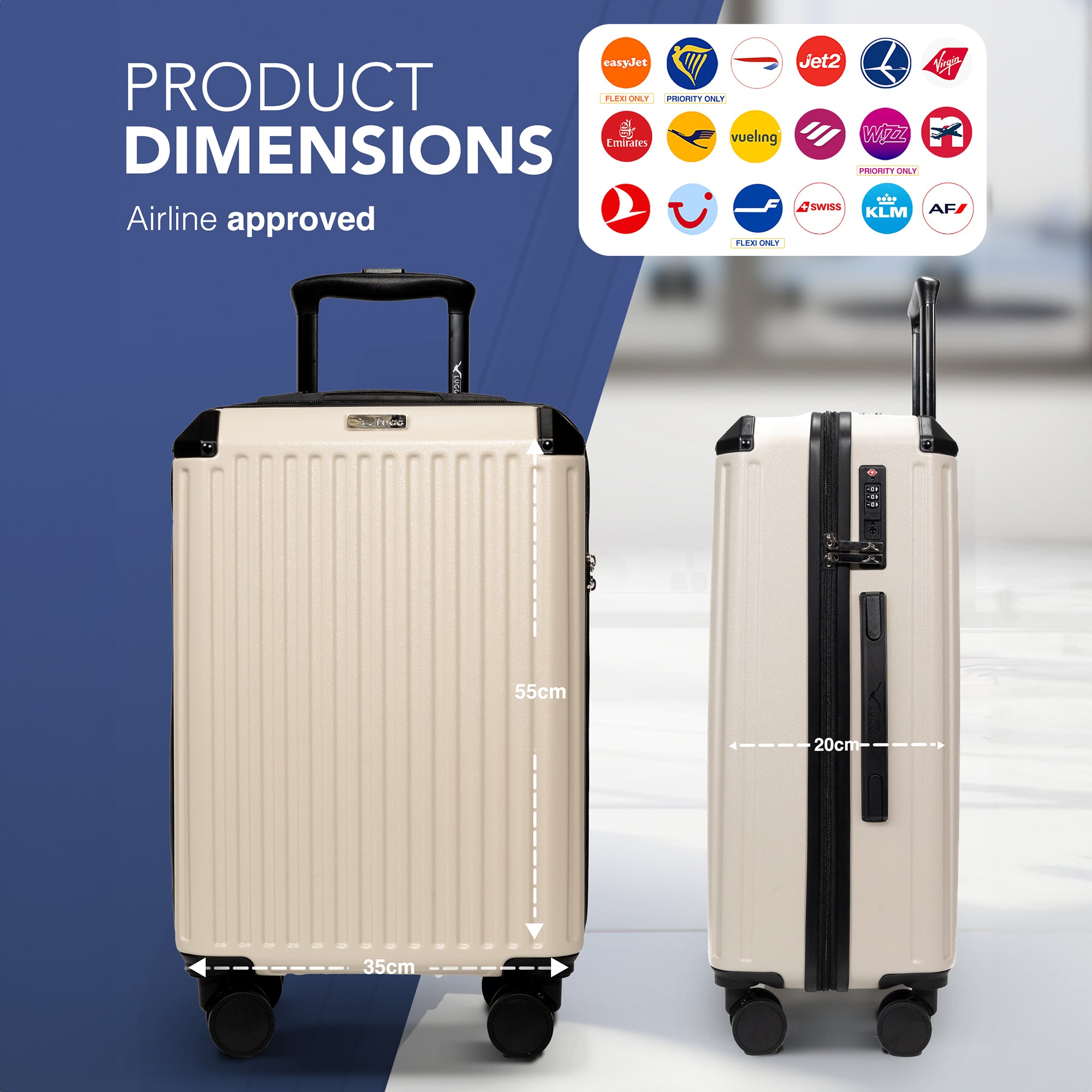 Sky Rover 20” Cabin Suitcase in Taupe - Clearance