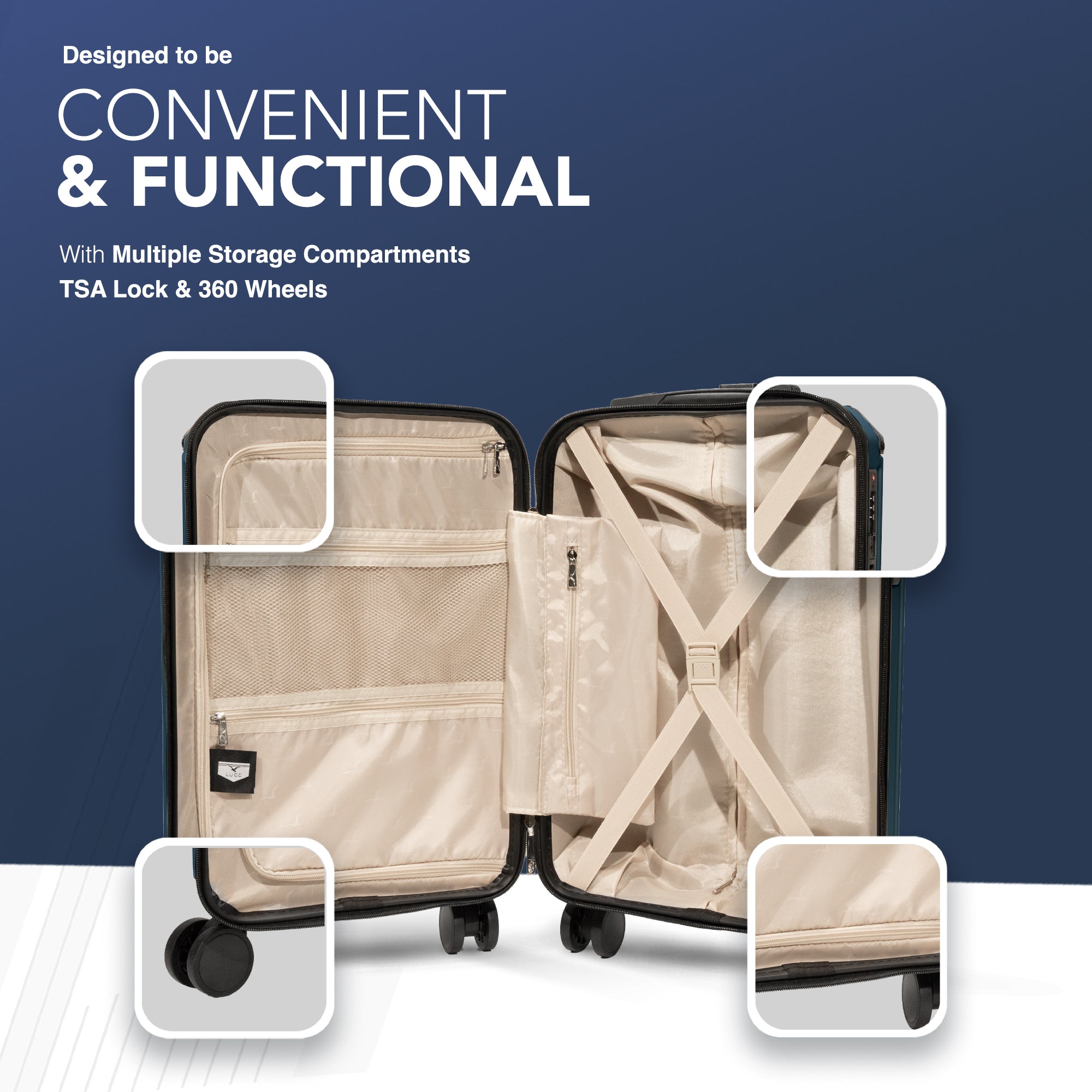 Sky Rover 20” Cabin Suitcase in Indigo Blue - Clearance