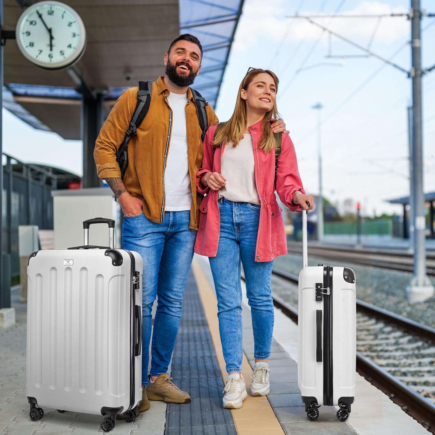 Skywander 2pc 20in & 24in Suitcase - White