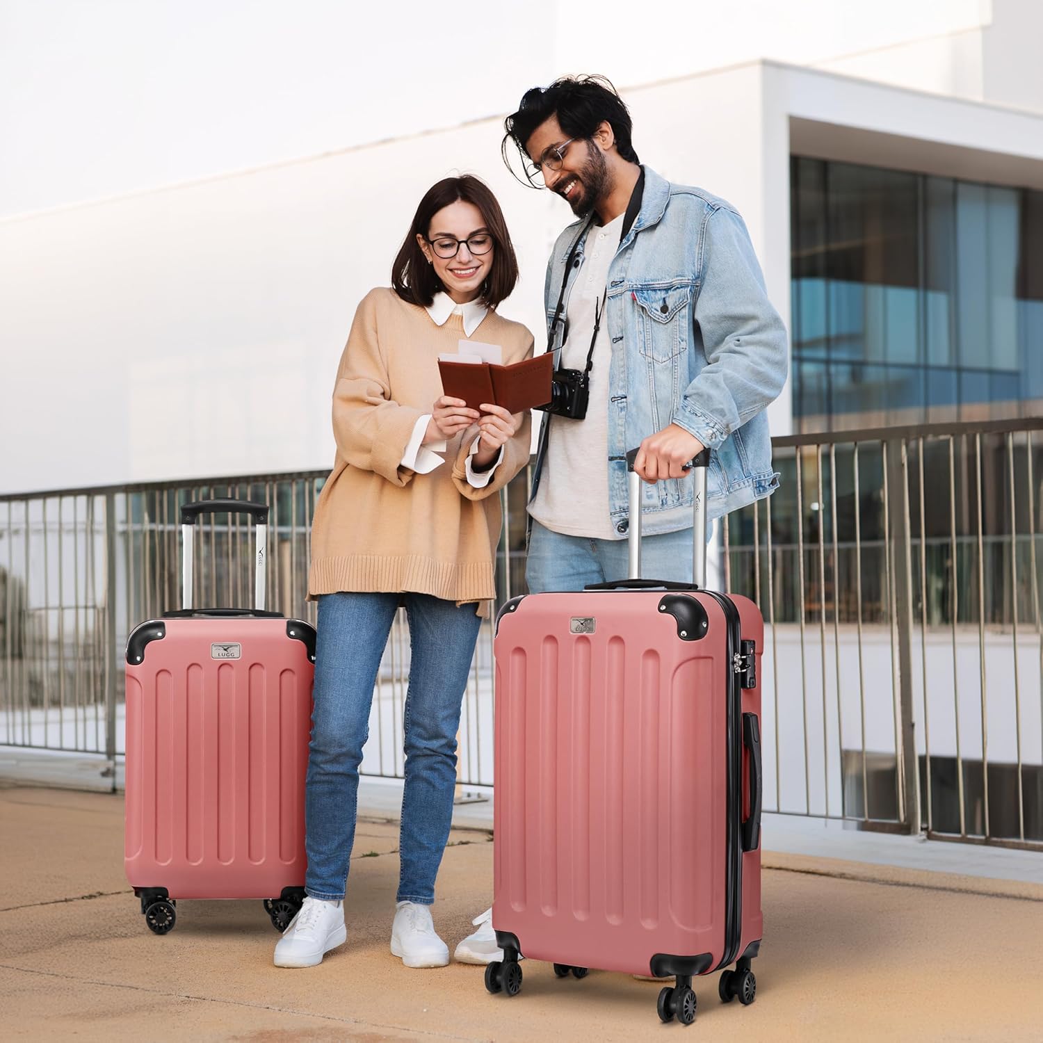 Skywander 2pc 20in & 24in Suitcase -  Rose Gold