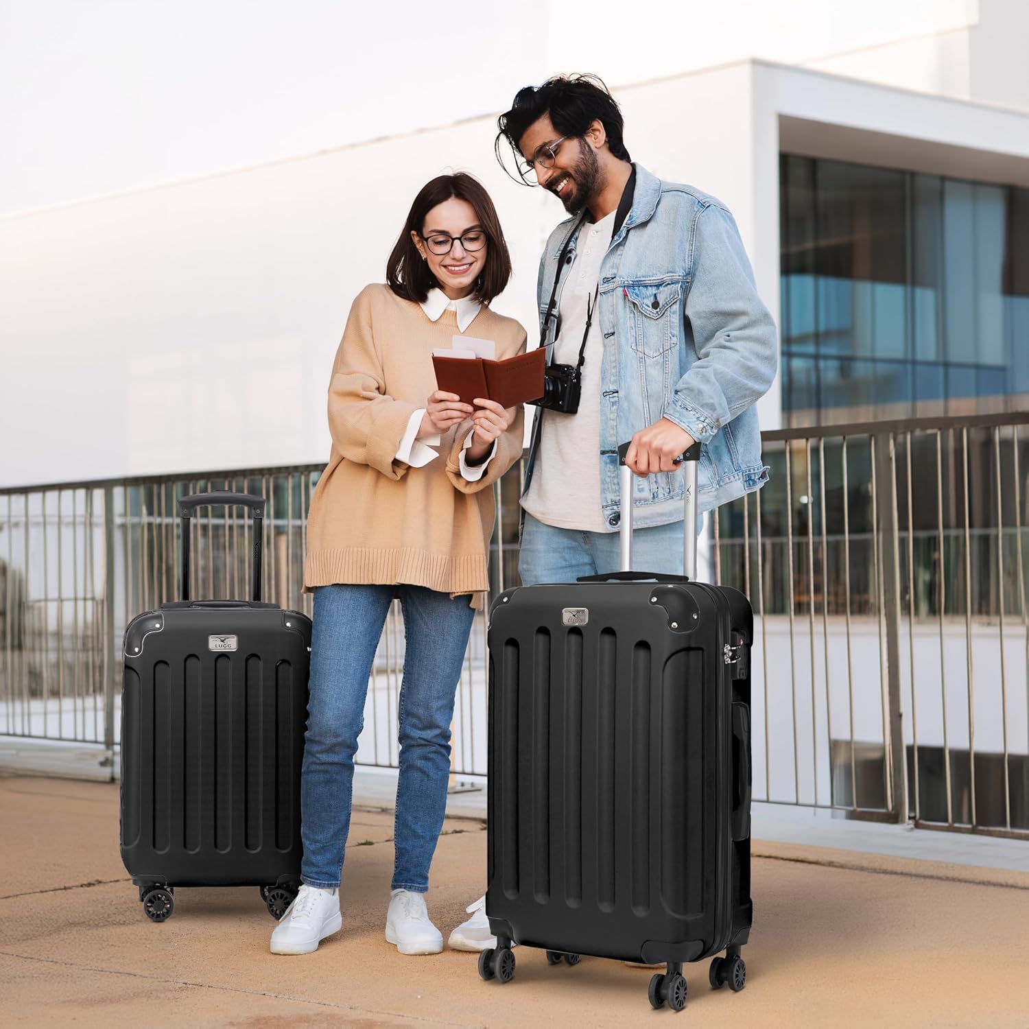 Skywander 2pc 20in & 24in Suitcase - Black