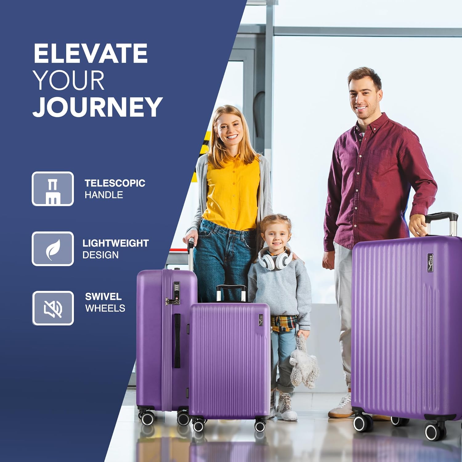 Vacay 3pc Suitcase Set in Lavender