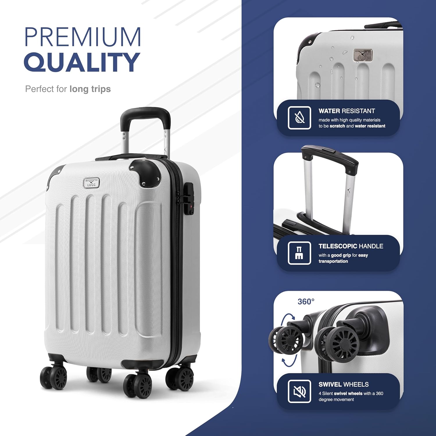 Skywander 2pc 20in & 24in Suitcase - White