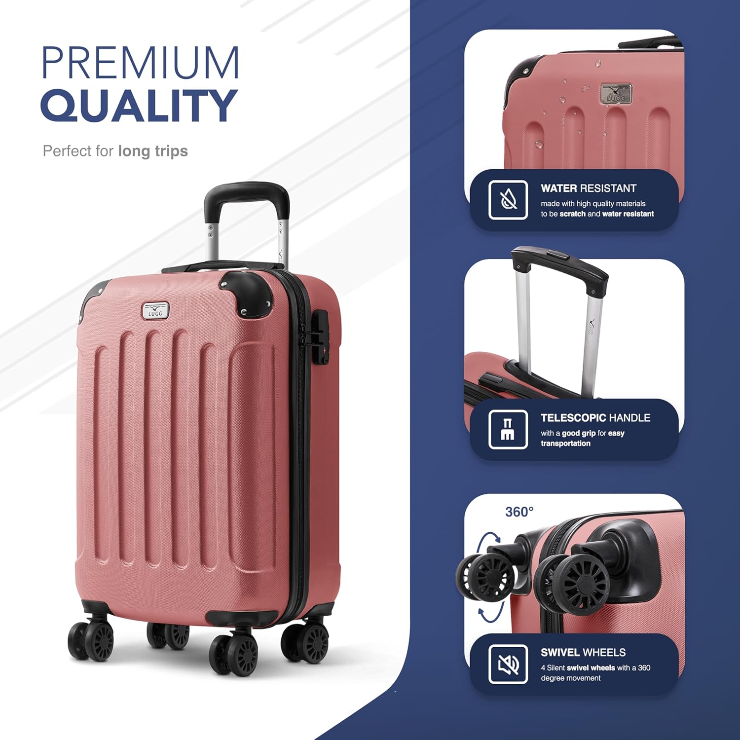 Skywander 2pc 20in & 24in Suitcase -  Rose Gold