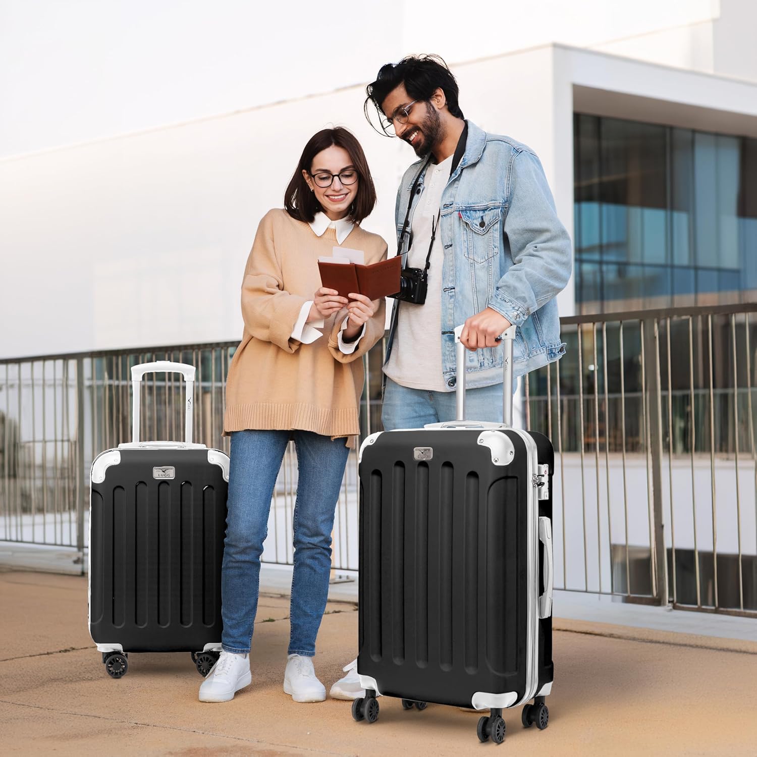 Skywander 2pc 20in & 24in Suitcase - Black/White