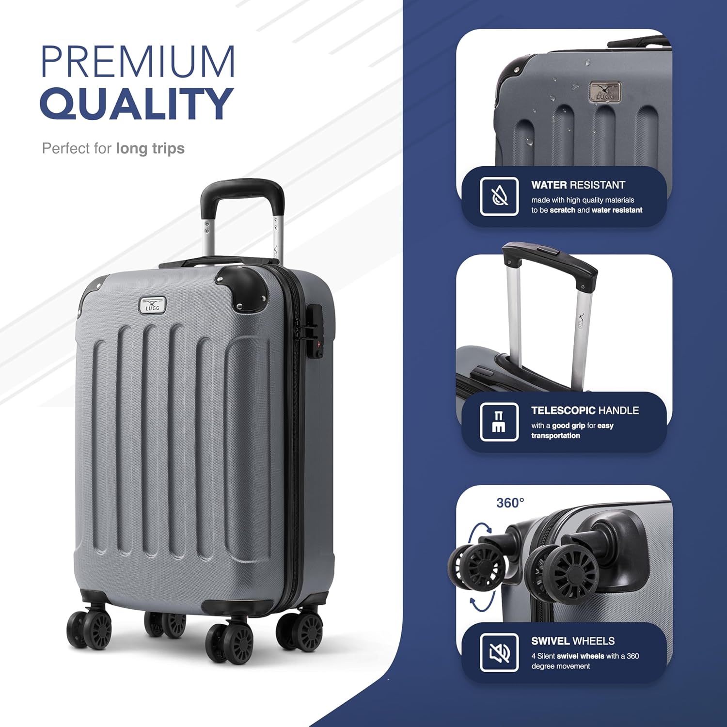 Skywander 2pc 20in & 24in Suitcase -  Silver