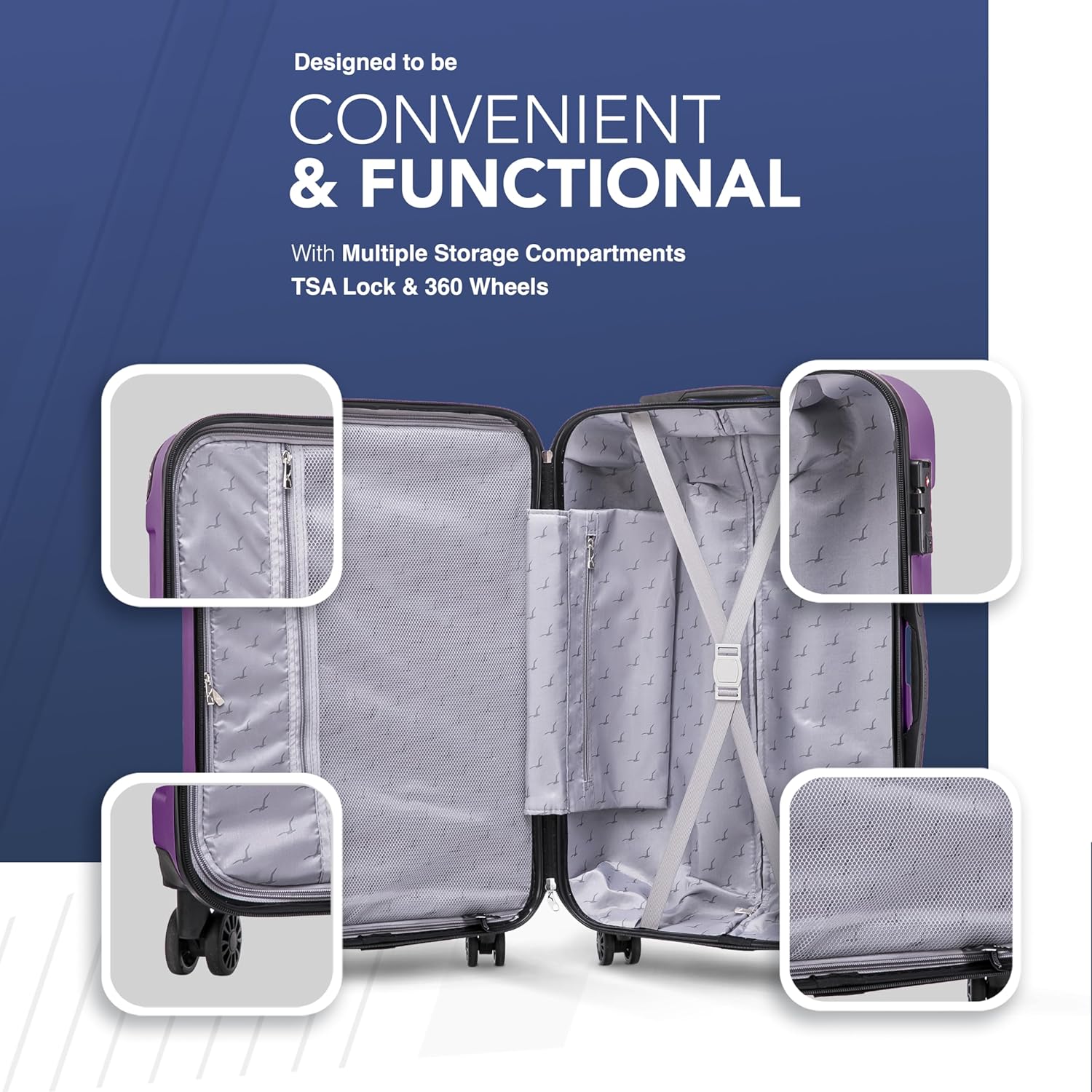 Skywander 2pc 20in & 24in Suitcase - Lavender