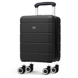 Black Jetset 40x30x20cm underseat cabin bag, hard shell case with detachable spinner wheels