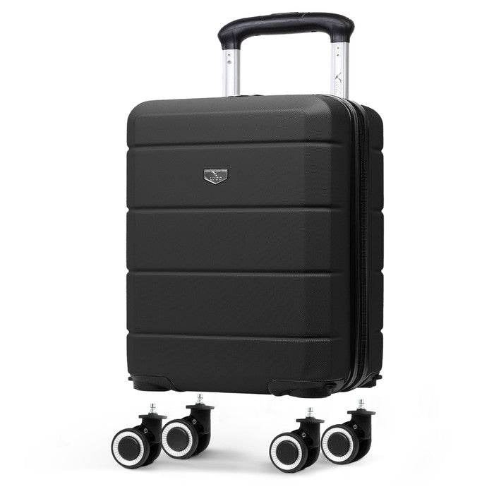Black Jetset 40x30x20cm underseat cabin bag, hard shell case with detachable spinner wheels