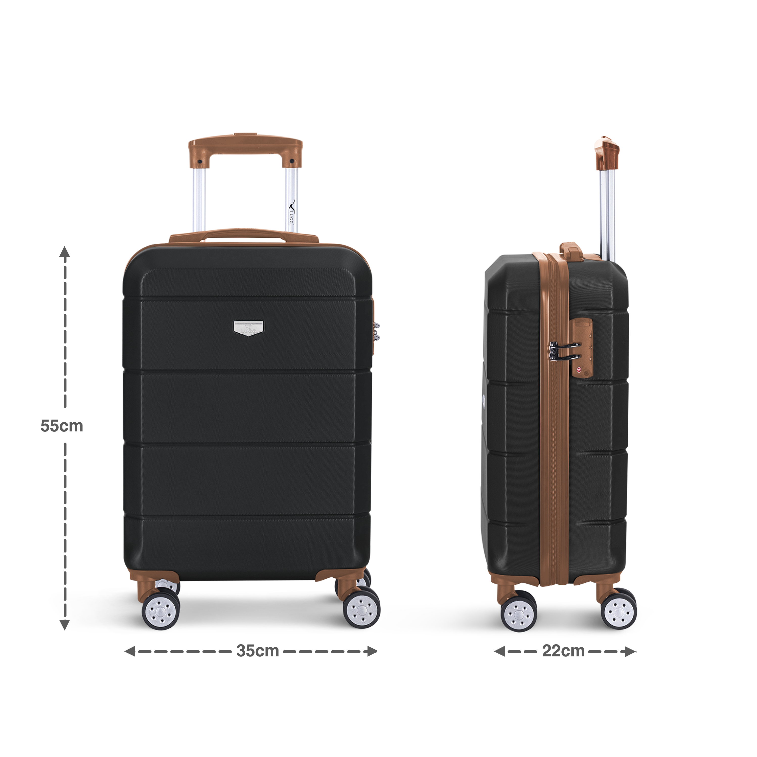 Jetset 20" Cabin Suitcase in Black & Brown