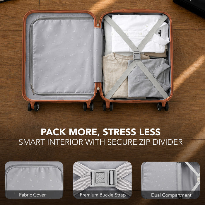 LUGG Jetset 15 Inch ABS Shell Protection Water Resistant & Safe Locking System Easyjet Free Under Seat Luggage (45x33x20cm) - Cream & Brown