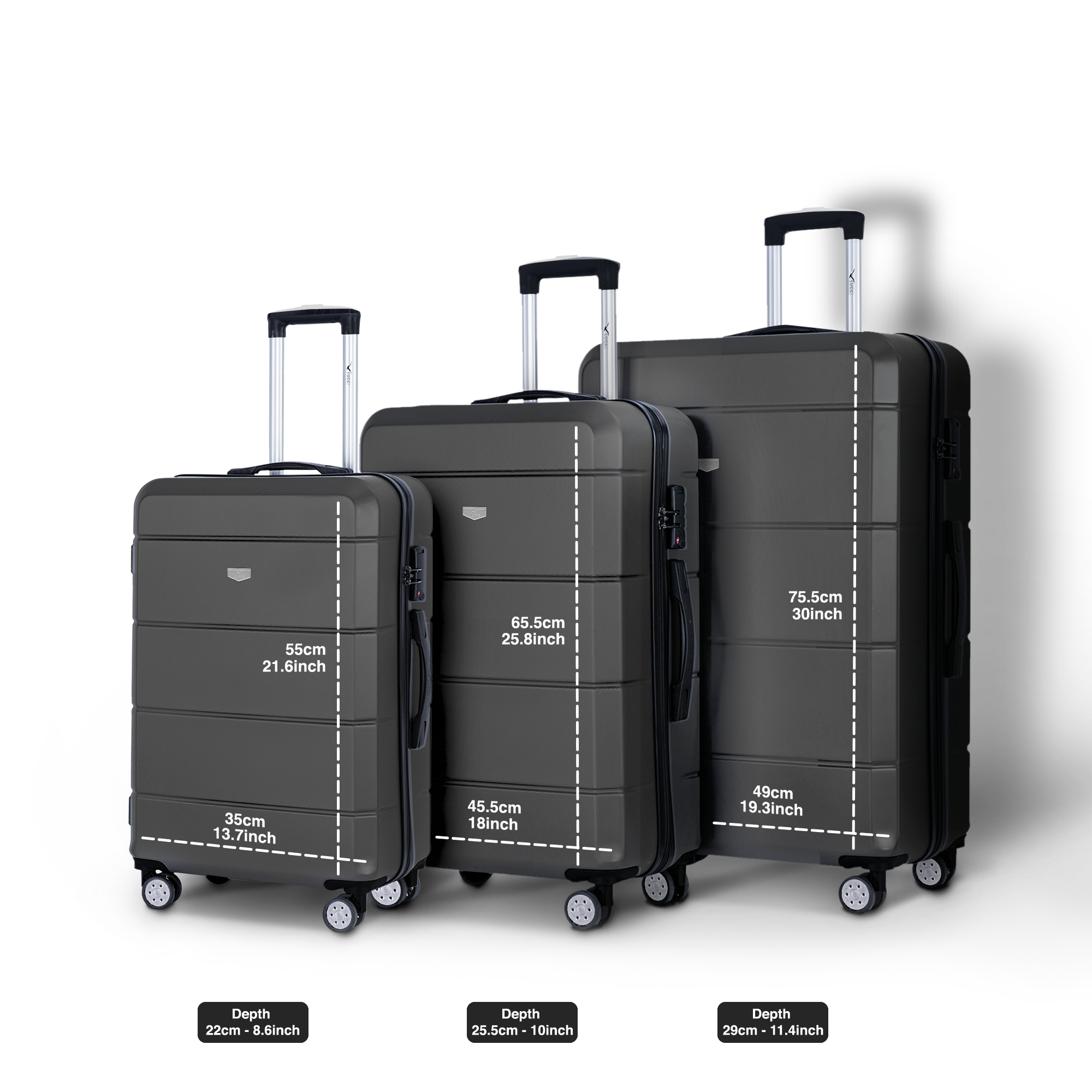 Shop Jetset 3pc Suitcase Set in Gunmetal Grey Online - UK