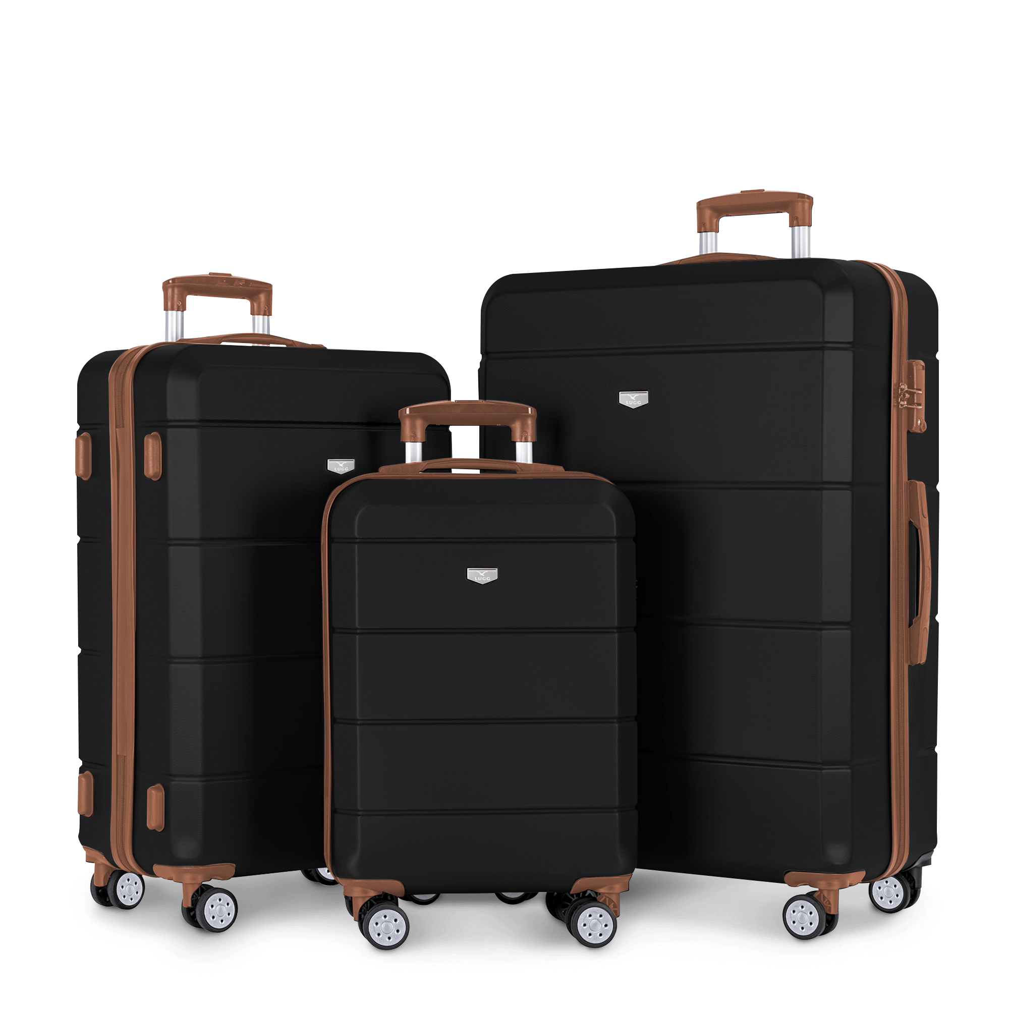Jetset 3pc Suitcase Set in Black & Brown