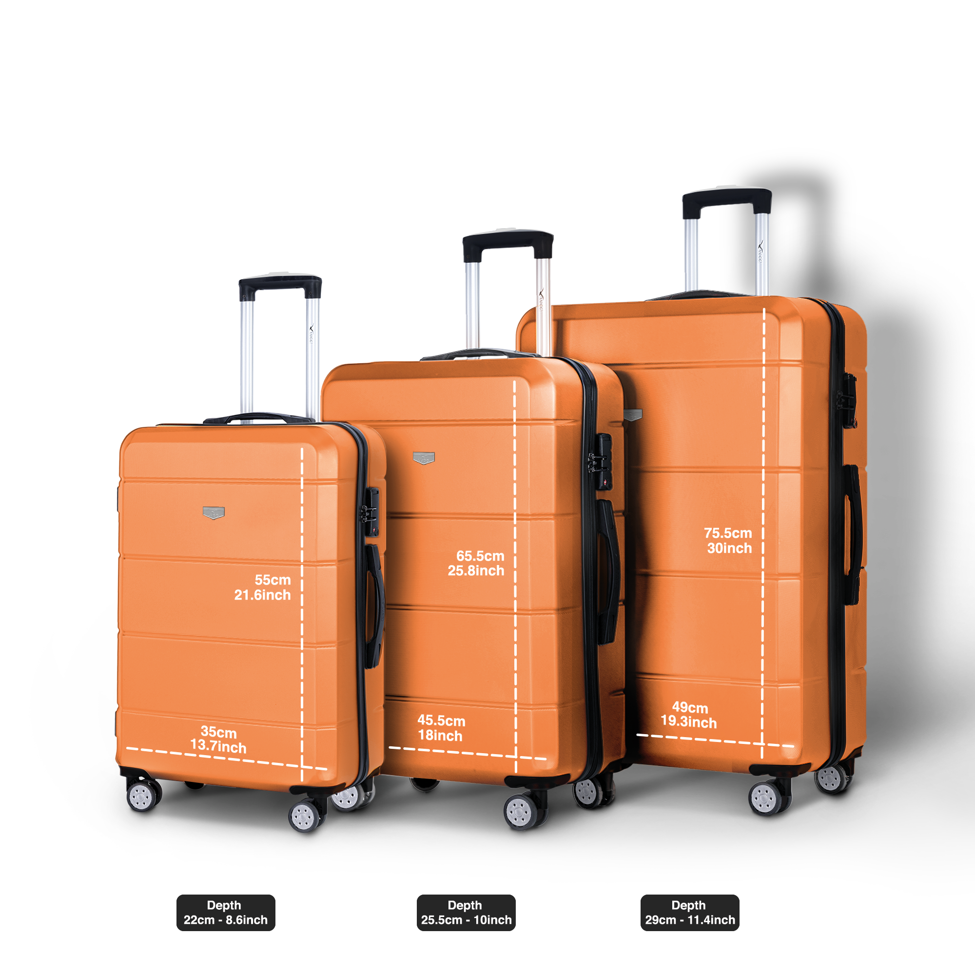 Jetset 3pc Suitcase Set in Orange - Orange Luggage Sets - UK