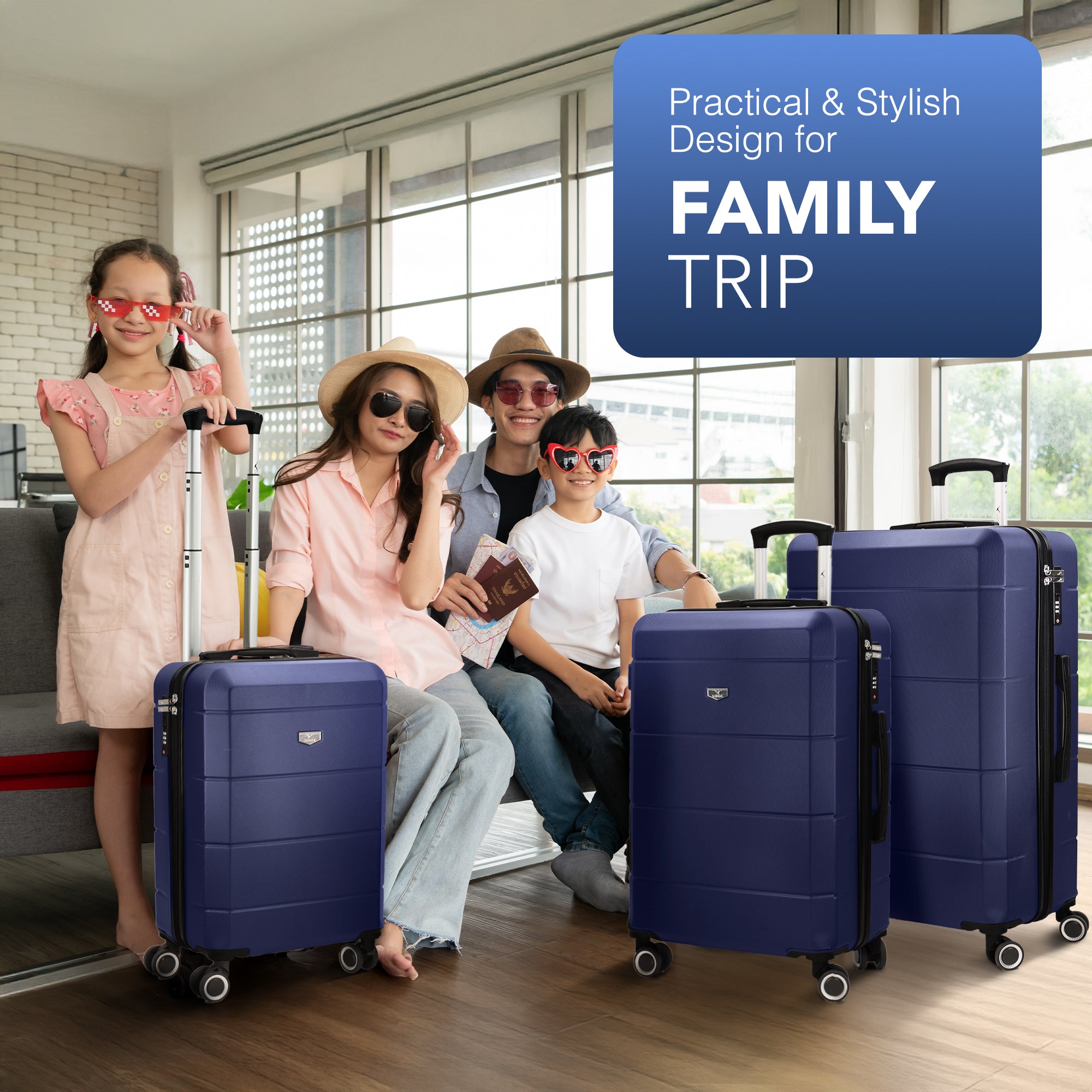 Jetset 3pc Suitcase Set in Midnight Blue
