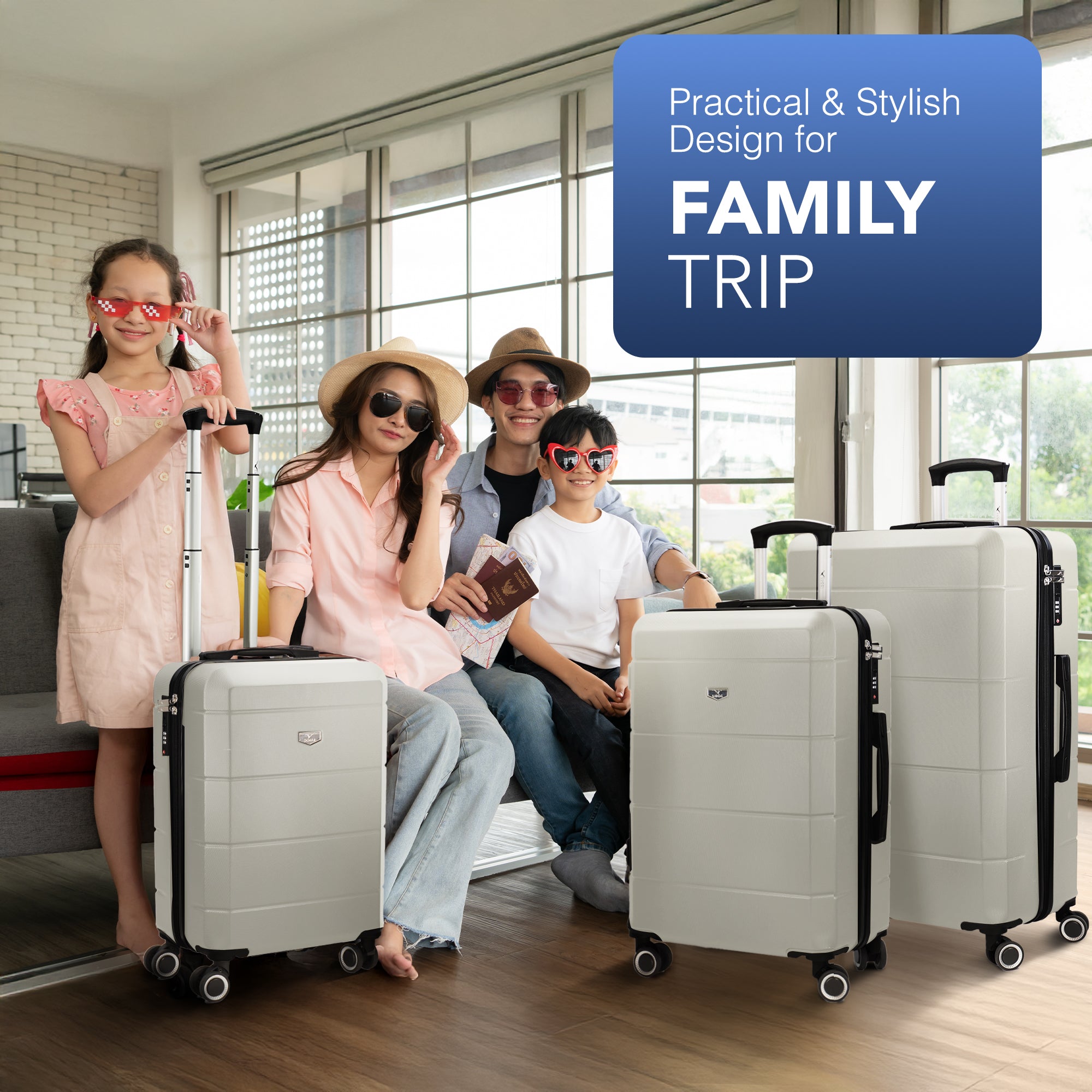 Jetset 3pc Suitcase Set in Ivory