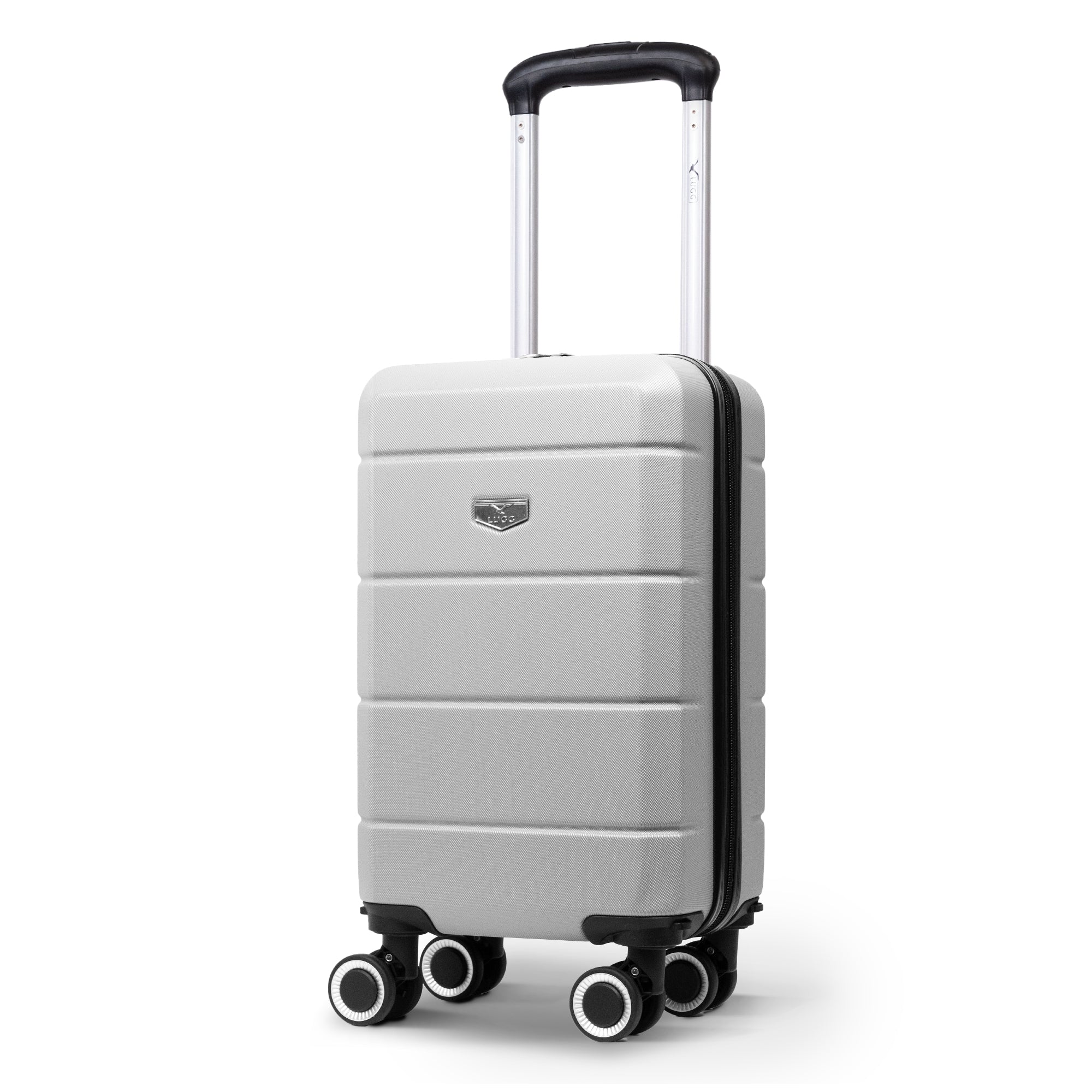 LUGG - Jetset 40cm Suitcase - 40x25x20cm- Ryanair Compatible - Underseat Size - Hard Shell ABS - Spinner & Removable Wheels - Lightweight Travel Luggage- Silver