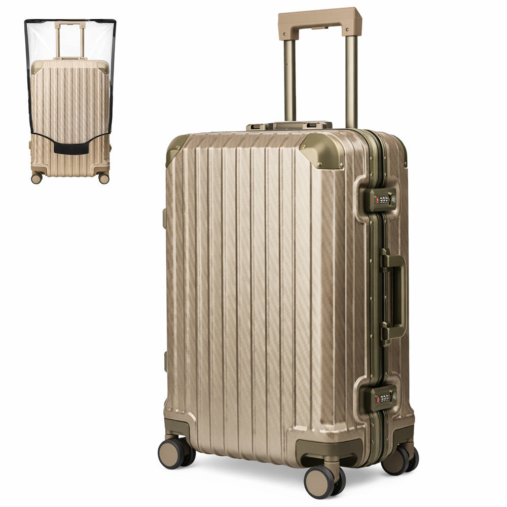 LUGG 24" Hard Shell Trolley Suitcase Aluminium TSA Lock Gold 65x45x26.5cm