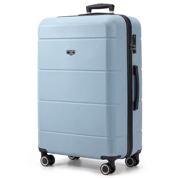 Slate Blue 32 inch hard shell suitcase, extra large check-in size with spinner wheels