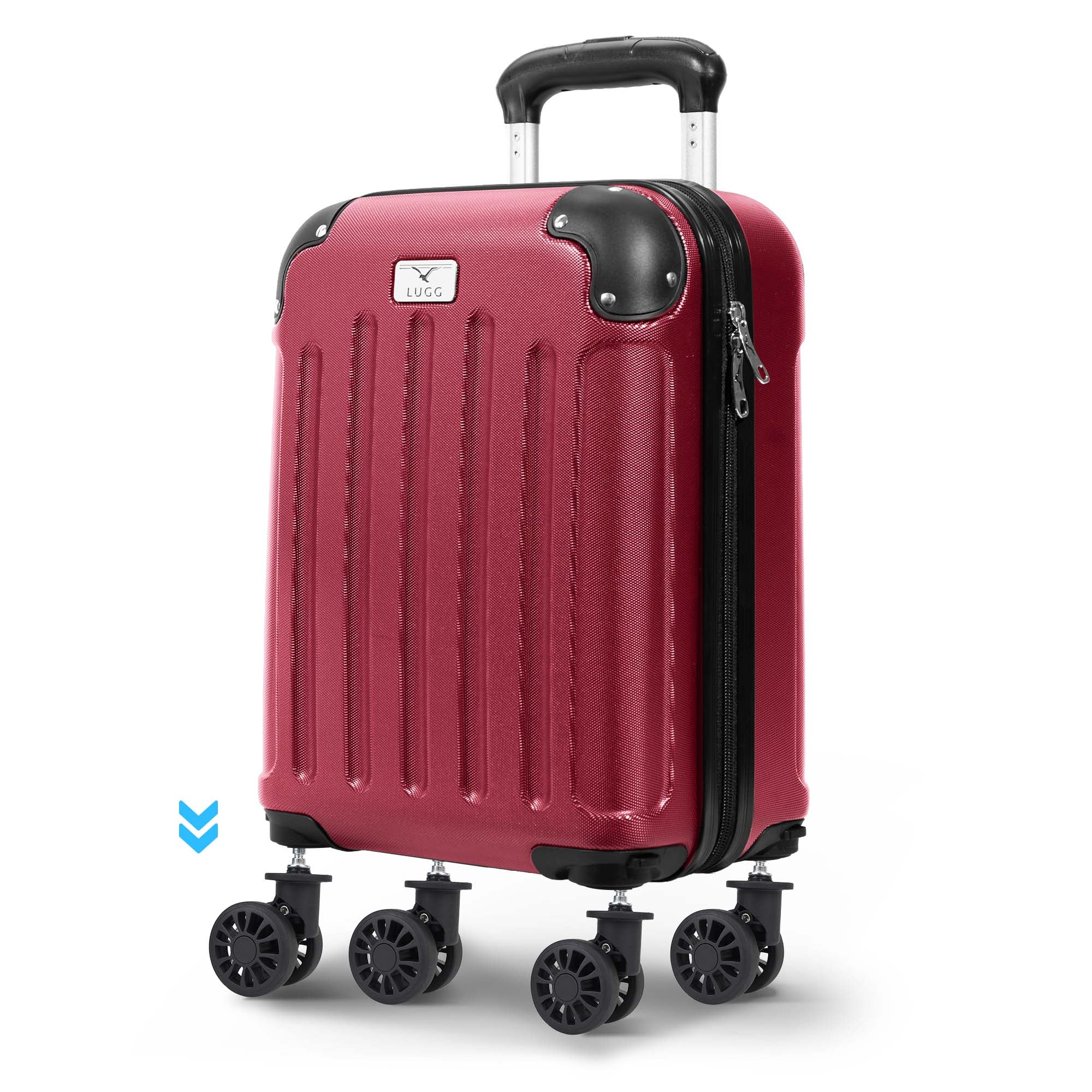 LUGG 40cm Skywander Lightweight Underseat Cabin Bag – Ryanair & EasyJet Approved Carry-On Suitcase, Durable ABS Hard Shell, Smooth Double Spinner Wheels, Water-Resistant & Compact Luggage (40x30x20cm, without wheels) - Burgundy