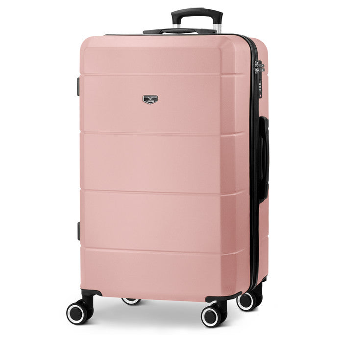 Jetset 32" Large Suitcase – Lightweight Hard Shell Luggage with TSA Lock – Water-Resistant ABS Spinner Suitcase – 4 Wheels – 86x58x31cm Travel Bag - Rose Gold