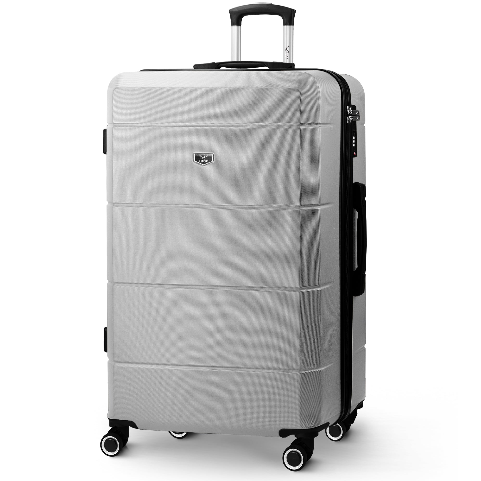Jetset 32" Large Suitcase – Lightweight Hard Shell Luggage with TSA Lock – Water-Resistant ABS Spinner Suitcase – 4 Wheels – 86x58x31cm Travel Bag - Silver