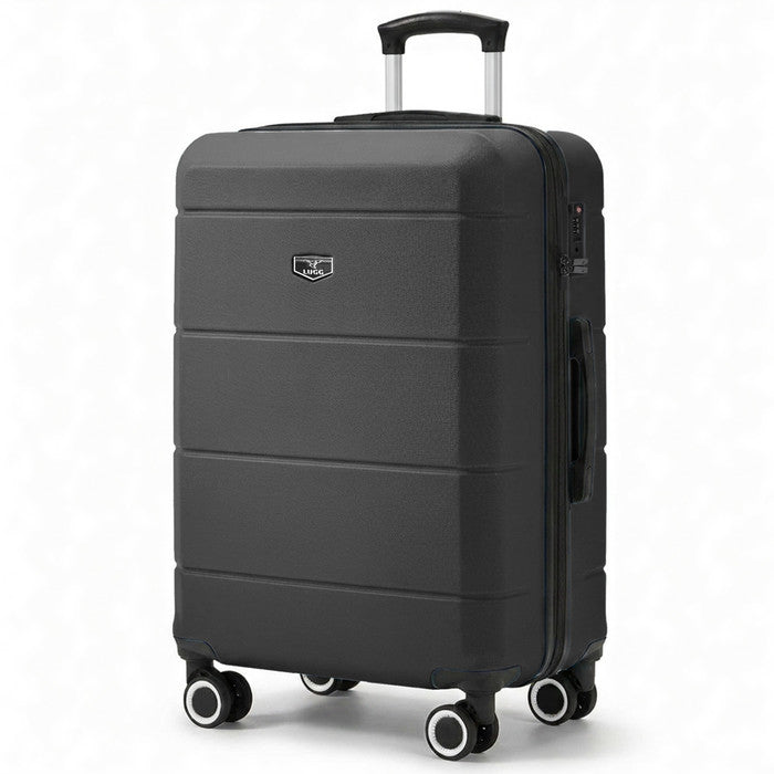 LUGG Black 24" hard shell medium suitcase with spinner wheels & telescopic handle
