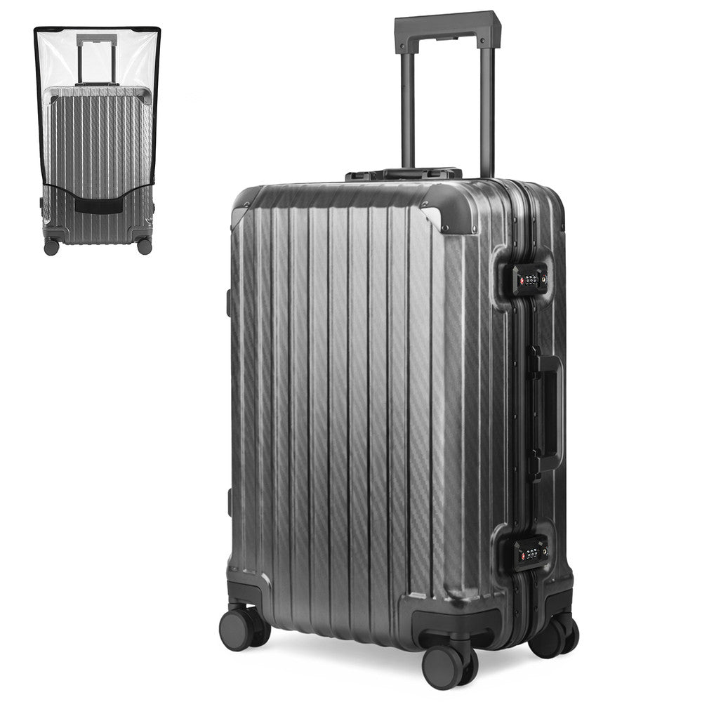 LUGG 24" Hard Shell Trolley Suitcase Aluminium TSA Lock Grey 65x45x26.5cm