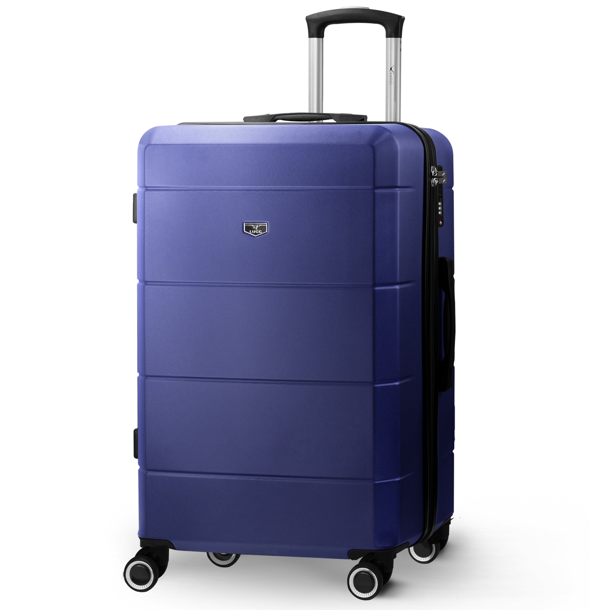 LUGG Jetset 24” Lightweight Travel Carry On Suitcase, ABS, Water Resistant & TSA Lock, Easyjet Overhead- Midnight Blue