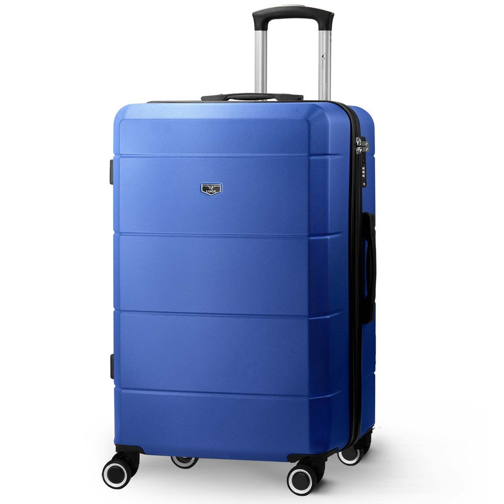 LUGG Jetset 24” Lightweight Travel Carry On Suitcase, ABS, Water Resistant & TSA Lock, Easyjet Overhead- Blue