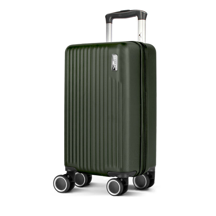 Vacay Army Green 40cm hard shell underseat cabin bag, front view with spinner wheels