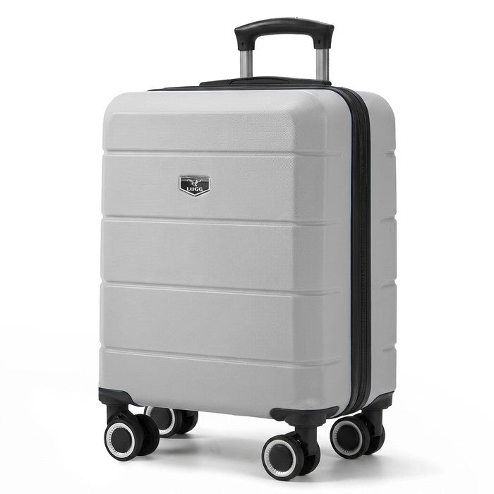 Silver 15in Jetset hard shell cabin bag, 4-wheel spinner hand luggage