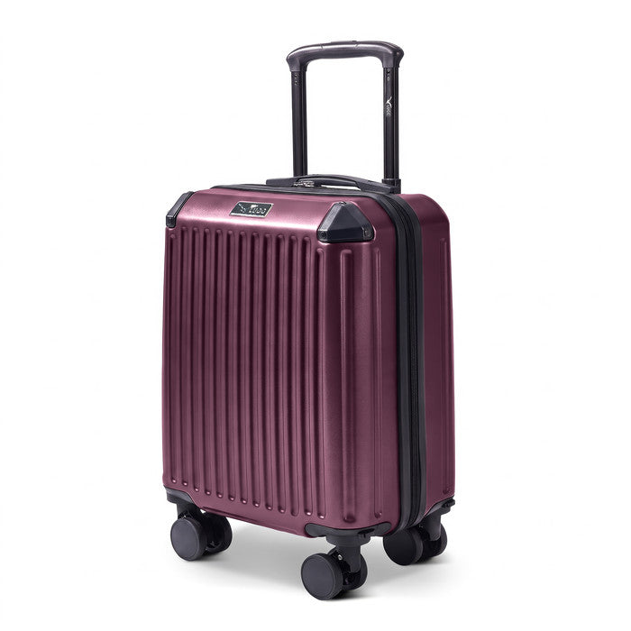 Oxblood Sky Rover 15-inch hard shell cabin bag with spinner wheels, compact travel suitcase