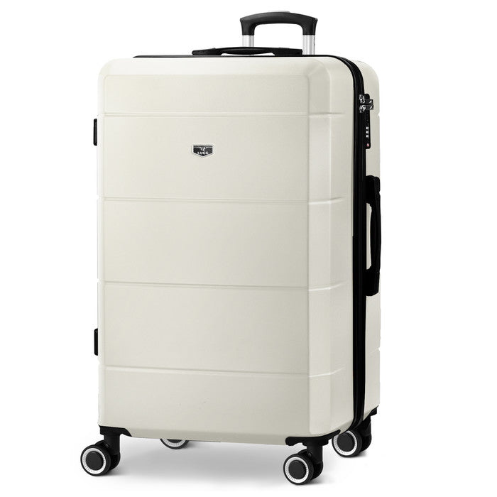 LUGG Jetset 28 Inch Large Suitcase – Lightweight Hard Shell Luggage with TSA Lock – Water-Resistant ABS Spinner Suitcase – 4 Wheels – (75x49x29cm) - Ivory