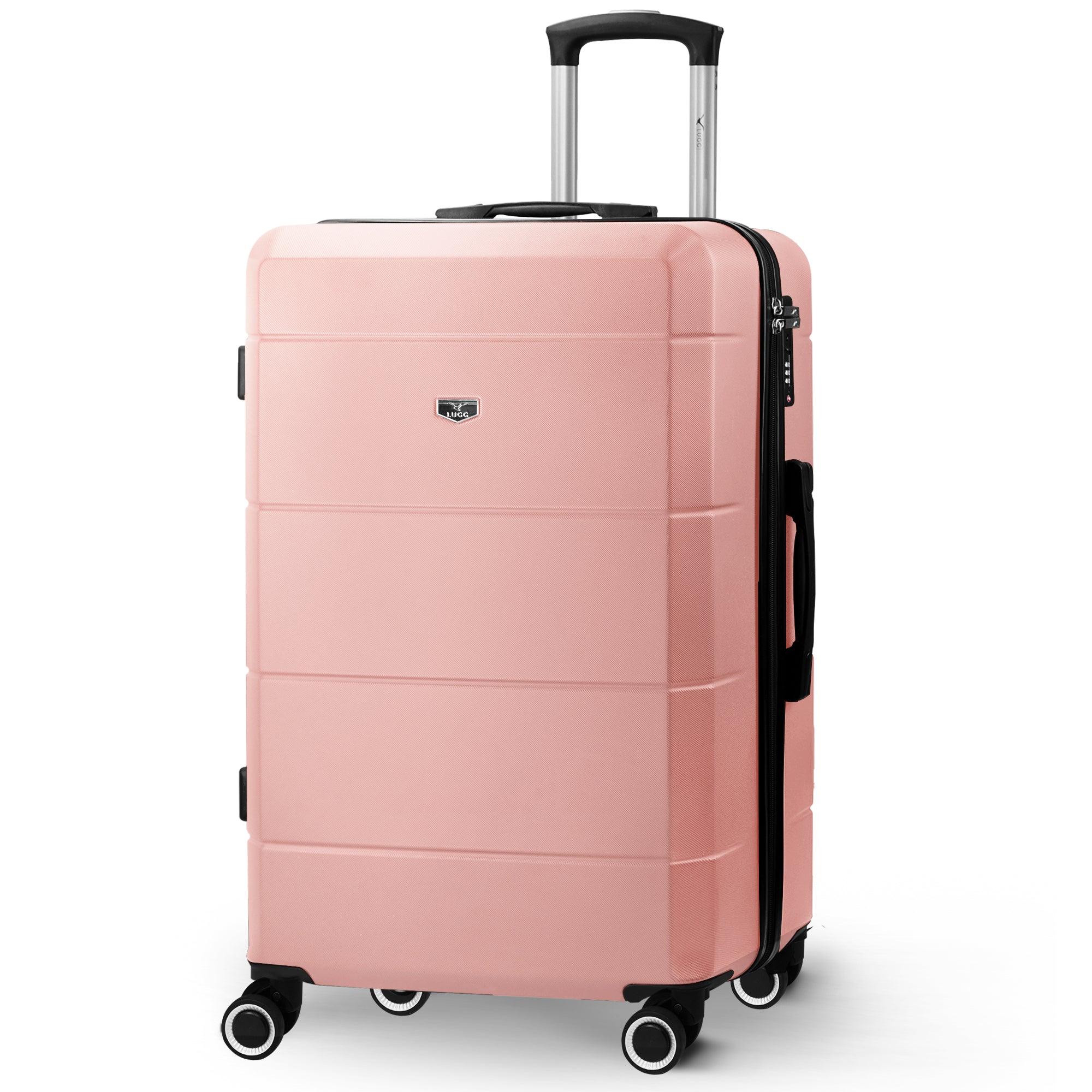 LUGG Jetset 24” Lightweight Travel Carry On Suitcase, ABS, Water Resistant & TSA Lock, Easyjet Overhead- Rose Gold