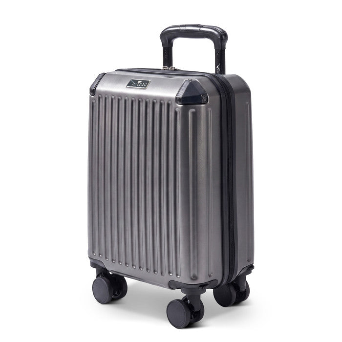 Gunmetal Sky Rover 40cm hard shell cabin bag with spinner wheels, underseat travel suitcase