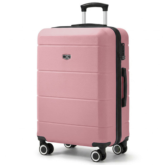 LUGG Rose Gold 24" hard shell medium suitcase with spinner wheels & telescopic handle