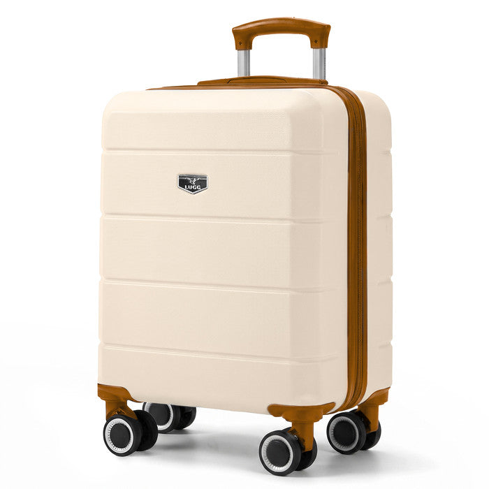 Cream & Brown 15in Jetset hard shell cabin bag, 4-wheel spinner easyJet approved hand luggage
